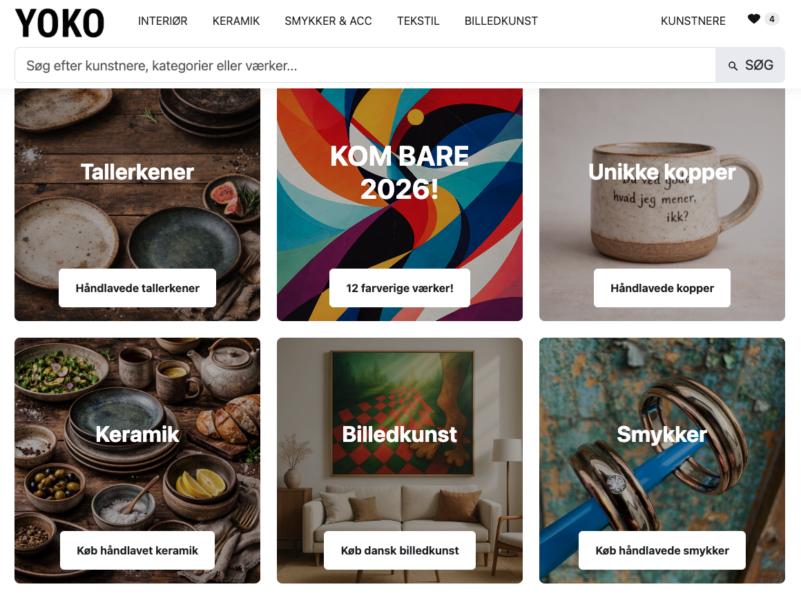 Yoko.dk markedsplads for kunsthåndværk